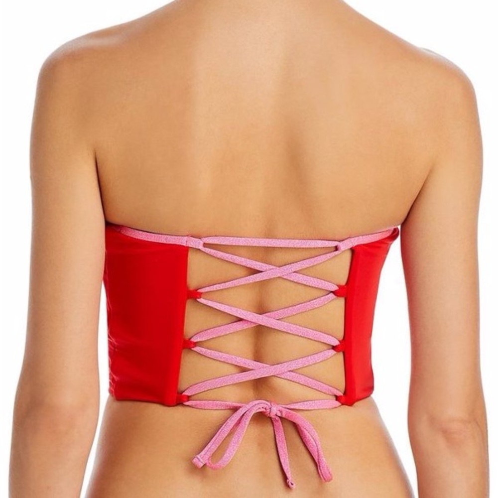 NWT RED/PINK Aqua Swim Women's Swimwear Tankini Swim Top - Color: Ignite